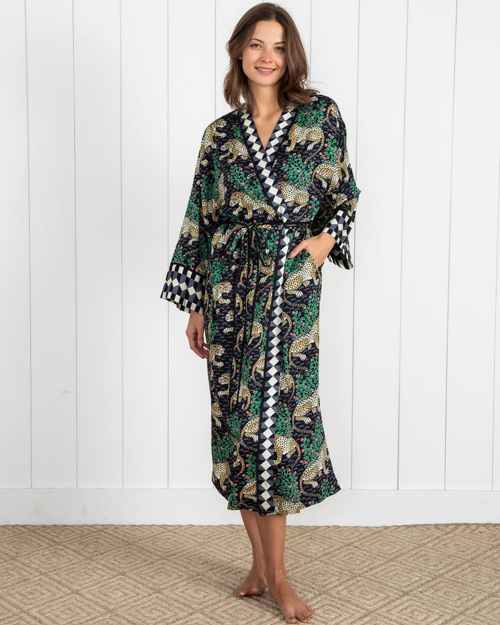 bagheera eco satin robe - indigo