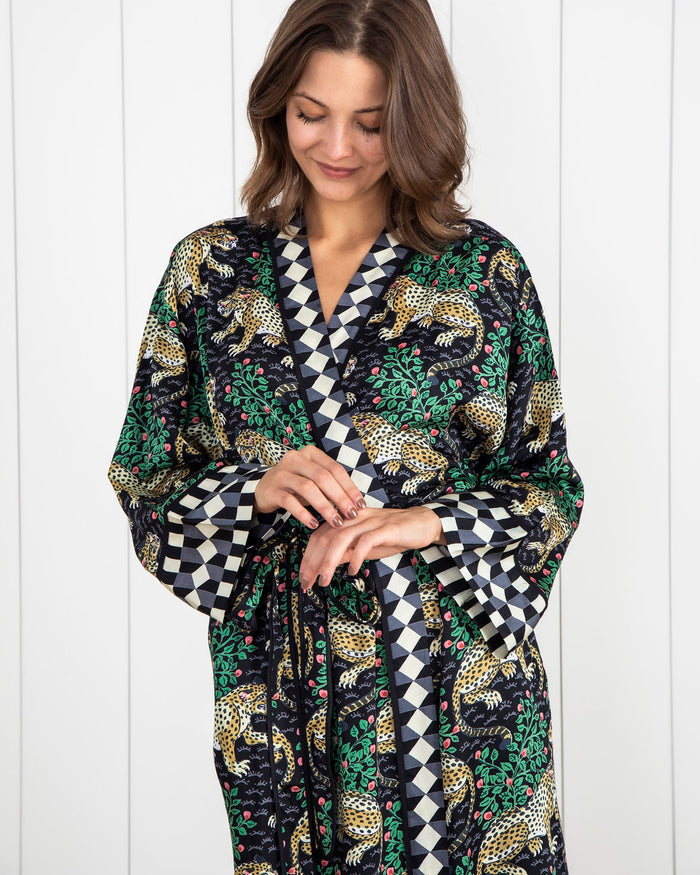 bagheera eco satin robe - indigo