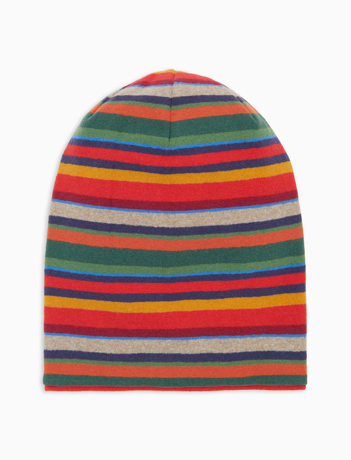 Berretto lungo reversibile bambino pile rosso righe multicolor - Gallo 1927 - Official Online Shop