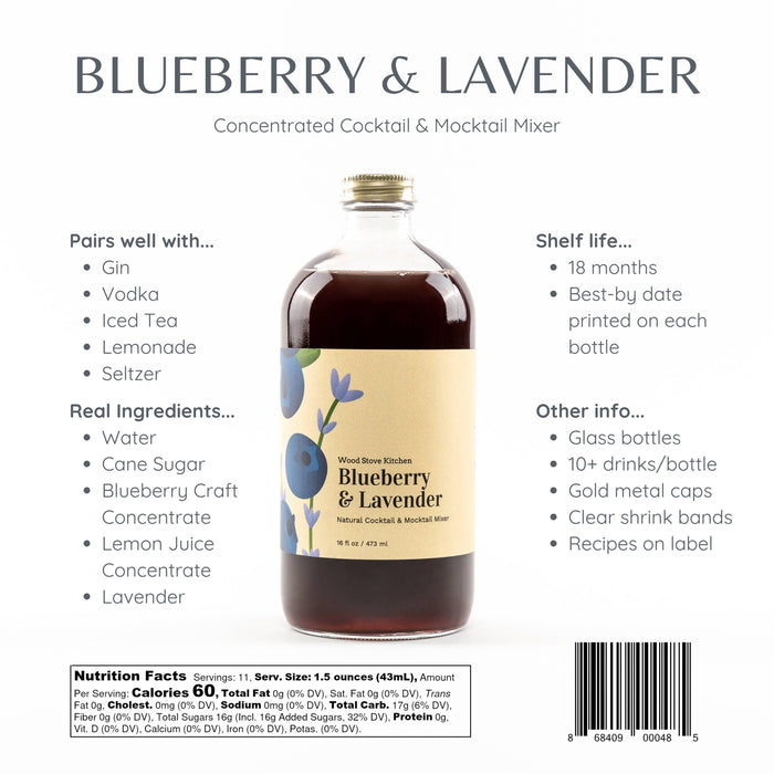 Wood Stove Kitchen Wood Stove Kitchen - Blueberry and Lavender Cocktail Mixer and Mocktail Mixer, 16 fl oz