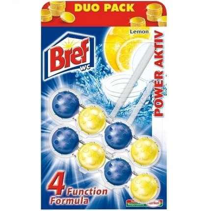 Bref Toilet Block 2x50g Power Activ Lemon - Effective Toilet Cleaning