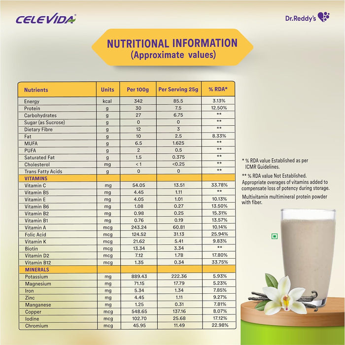 Celevida for Diabetes Management- Nutrition Health Drink Vanilla Flavour 400g | No Added Sugar