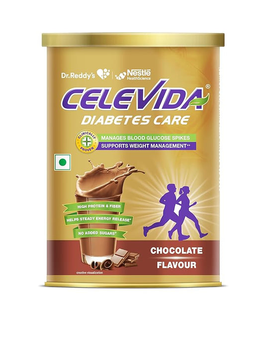Celevida Protein Powder Drink for Diabetes Management by Dr. Reddy  | Chocolate Flavour | No Added sugar | Plant based | For Sugar control  Weight Management & Immunity Support | 400gm Tin Pack