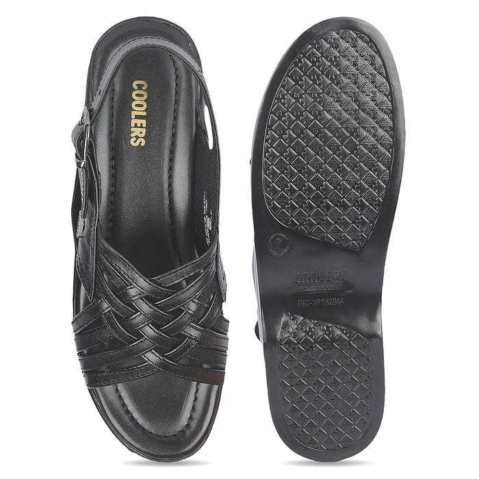 Coolers 7123-84L Black Men Casual Flat Sandal for Men by Liberty