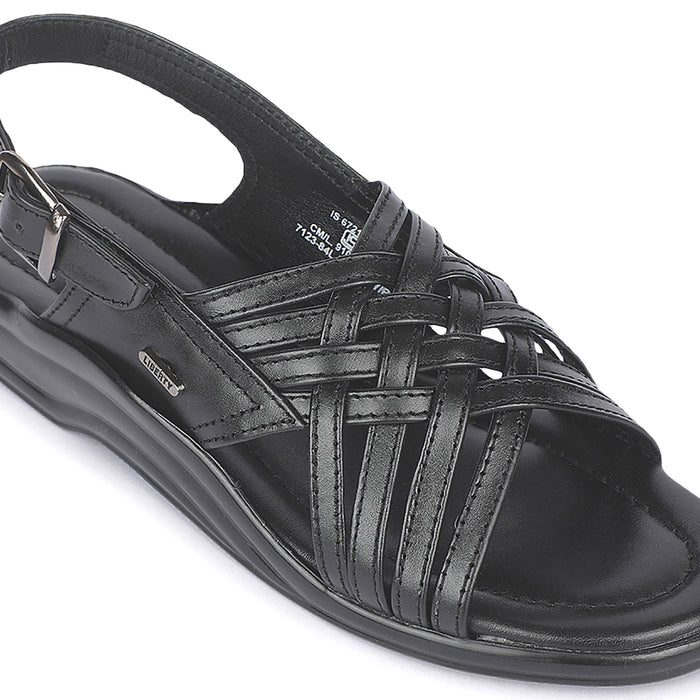 Coolers 7123-84L Black Men Casual Flat Sandal for Men by Liberty