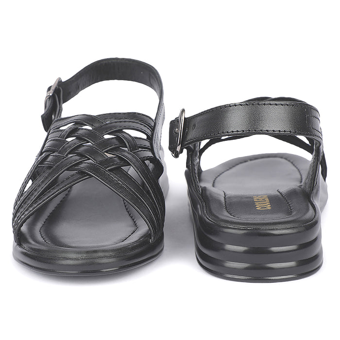 Coolers 7123-84L Black Men Casual Flat Sandal for Men by Liberty