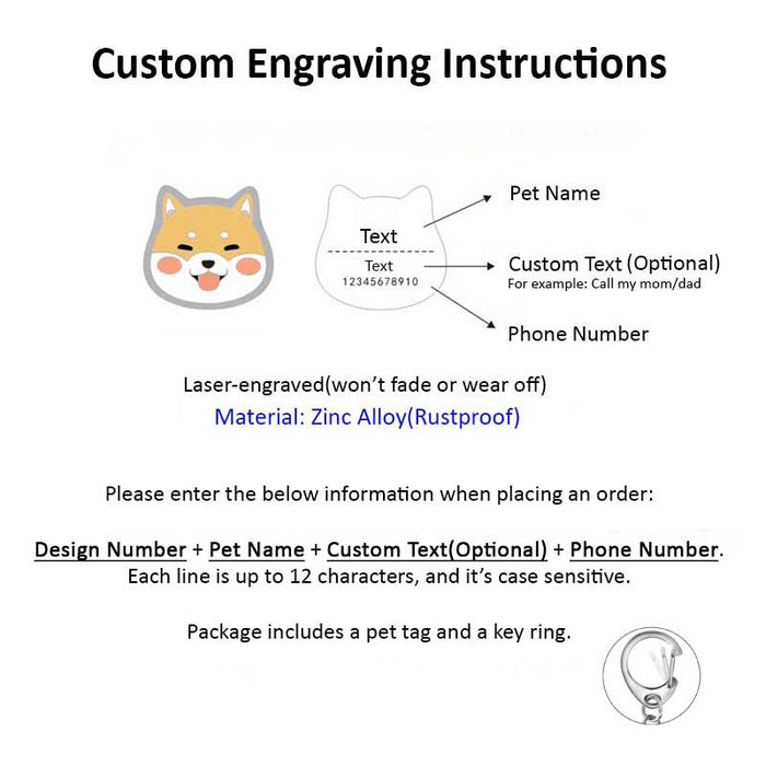 Customizable Poodle Dog Tags with Engraving: orange, white dog, cartoon style