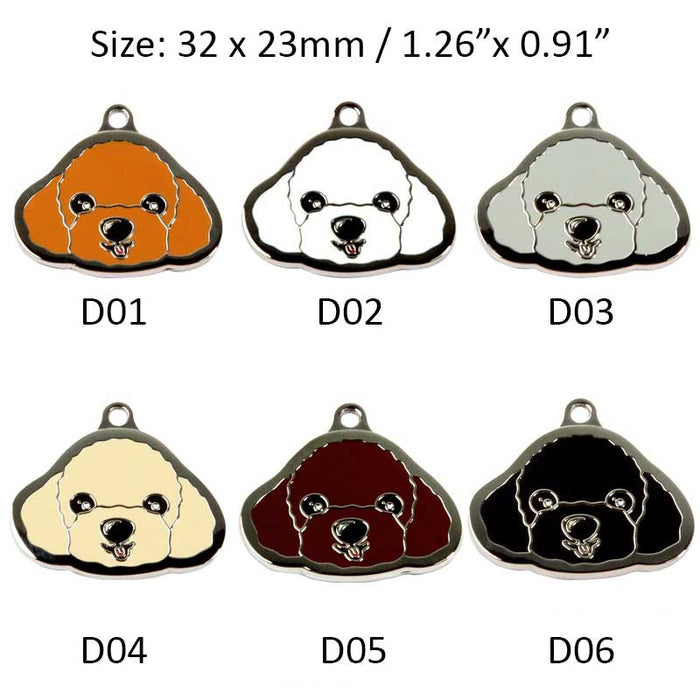 Customizable Poodle Dog Tags with Engraving: orange, white dog, cartoon style