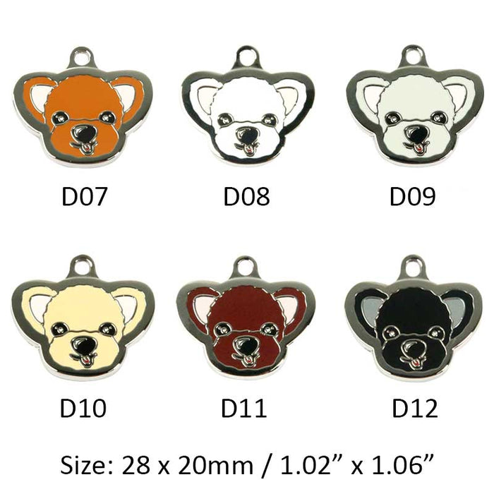 Customizable Poodle Dog Tags with Engraving: orange, white dog, cartoon style