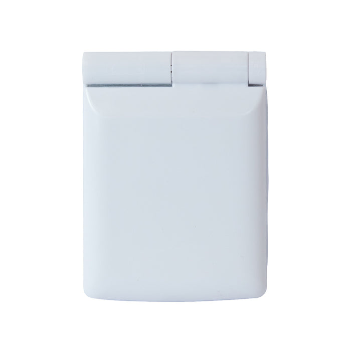 Danielle Creations LED Pocket Mirror White, closed compact view showing hinge, on white background