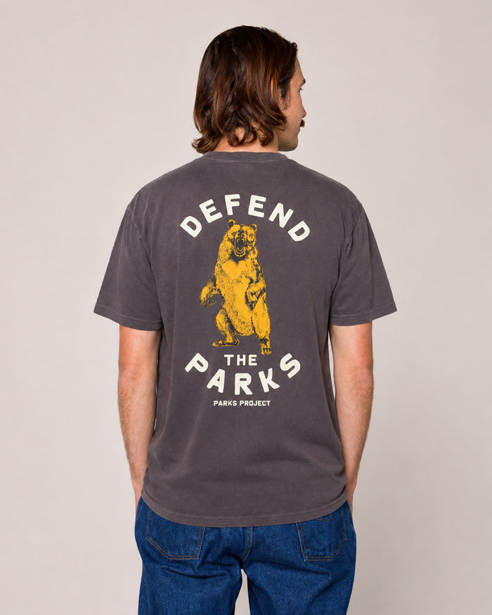 Shop Defend the Parks Bear Pocket Tee Inspiring to Protect Public Lands | graphite