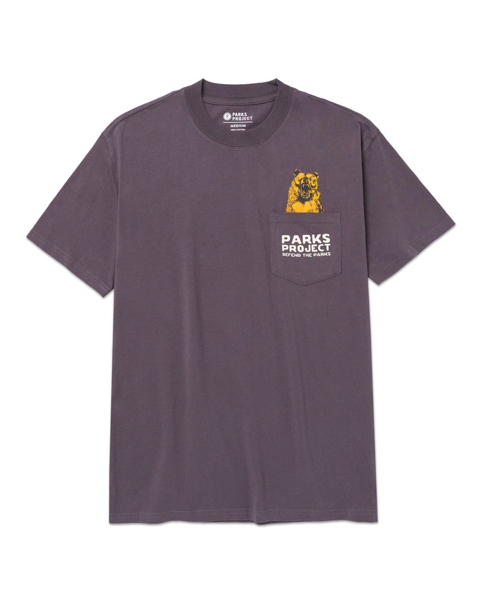 Shop Defend the Parks Bear Pocket Tee Inspiring to Protect Public Lands | graphite