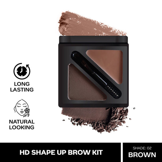 FACES CANADA HD Shape Up Brow Kit - Brown 02, 2.8 gm | Eyebrow Duo Kit - Wax & Powder With Brush | Long-Lasting | Precise & Natural Looking | Rich Color Payoff | Shaped & Defined Brows | Cruelty-free