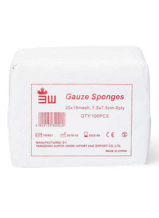 Gauze Sponges Pack, 7.5x7.5cm, 100 Pieces - Makkah Pharmacy