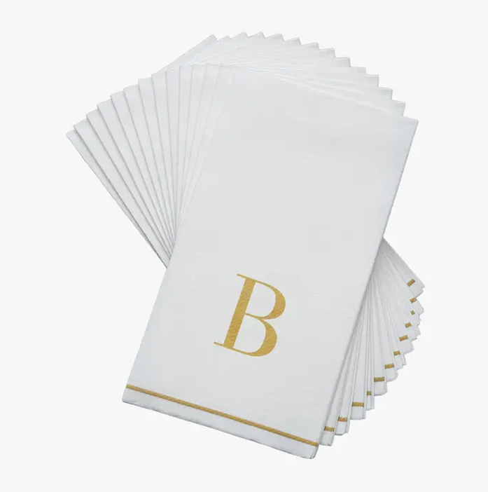 Gold Monogram Paper Disposable Dinner Napkins | 14 Napkins