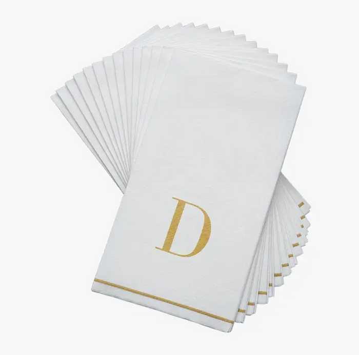Gold Monogram Paper Disposable Dinner Napkins | 14 Napkins