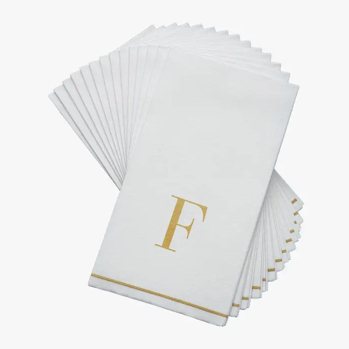 Gold Monogram Paper Disposable Dinner Napkins | 14 Napkins