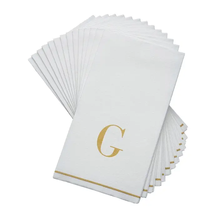 Gold Monogram Paper Disposable Dinner Napkins | 14 Napkins