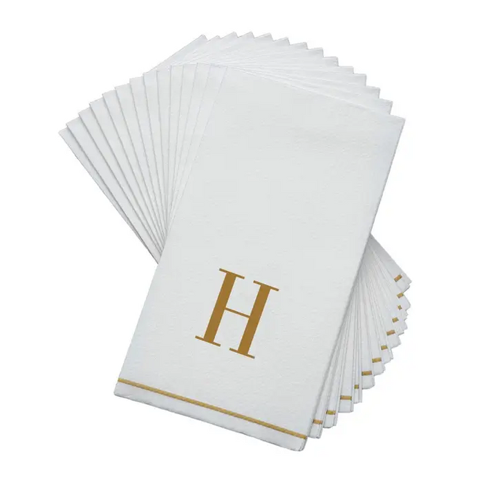 Gold Monogram Paper Disposable Dinner Napkins | 14 Napkins