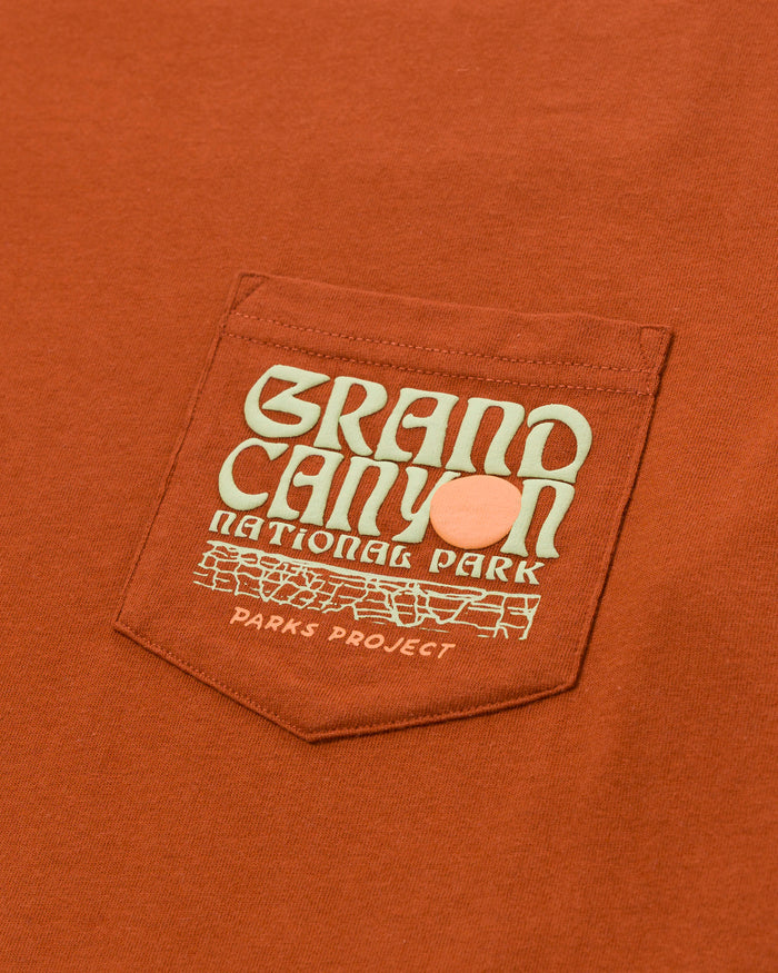 Shop Grand Canyon Puff Print Pocket Tee Inspired by US National Parks | rust