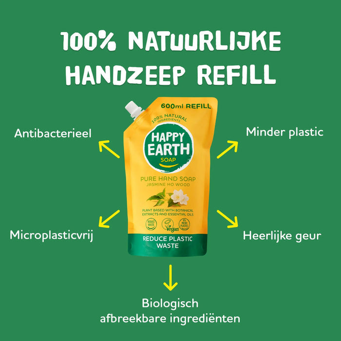 Handzeep Navulverpakking Jasmine Ho Wood Happy Earth