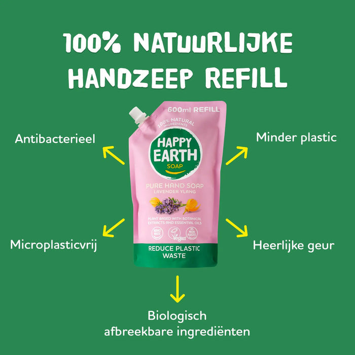 Happy Earth 100% Natuurlijke Handzeep Navulverpakking Lavender Ylang Happy Earth