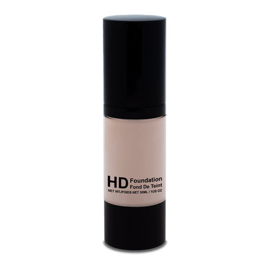 HD Liquid Foundation 150 (Light Ivory) with smooth, buildable coverage.