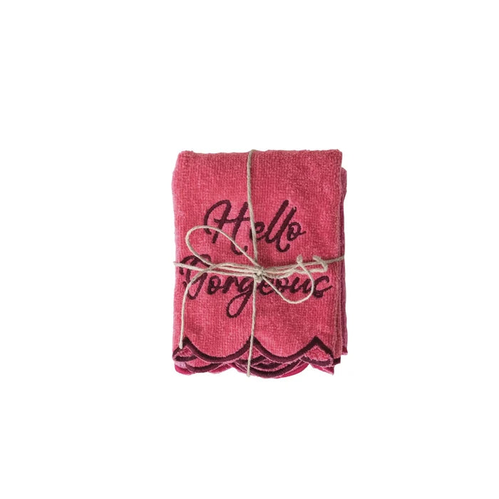 Hello Gorgeous Cotton Terry Wash Cloths, Set of 2