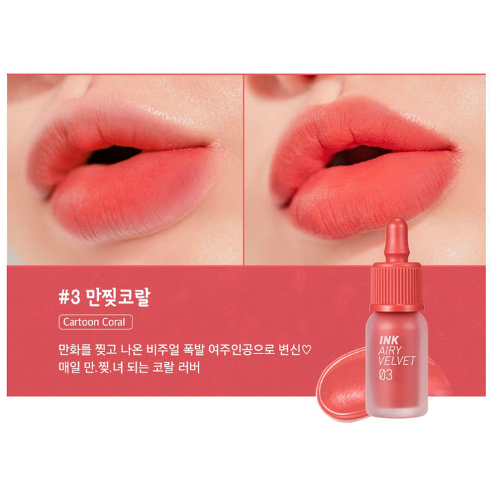 Peripera Ink Airy Velvet #3 CARTOON CORAL Nudie Glow Australia