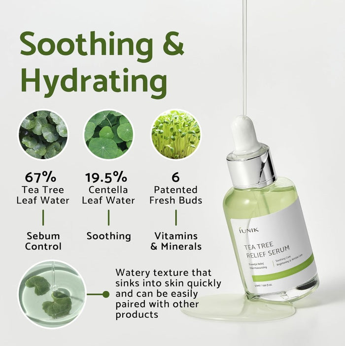 IUNIK Tea Tree 67% Relief Vegan Facial Serum 50ml / 1.69 fl. oz.