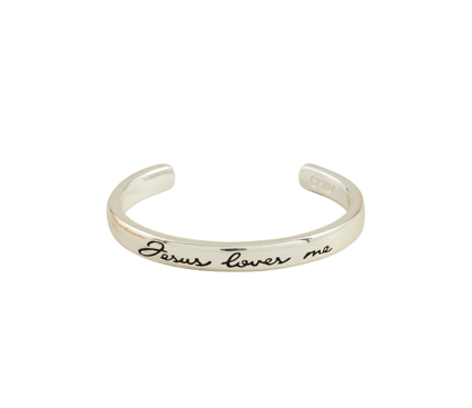 Jesus Loves Me Silver Cuff