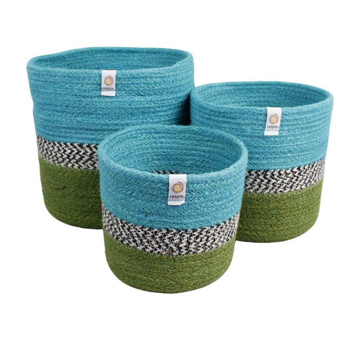 Jute ZigZag Basket Set – Ocean - Precious Sparkle