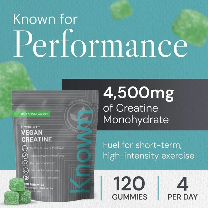 Known Nutrition Vegan Creatine Sour Apple Pouch 120 Gummies