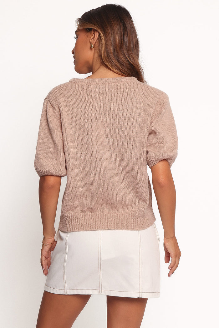 Koskie Tie Knit Top - Taupe