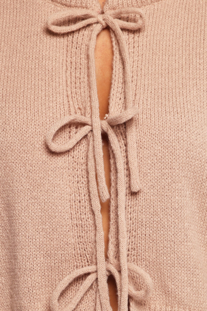 Koskie Tie Knit Top - Taupe