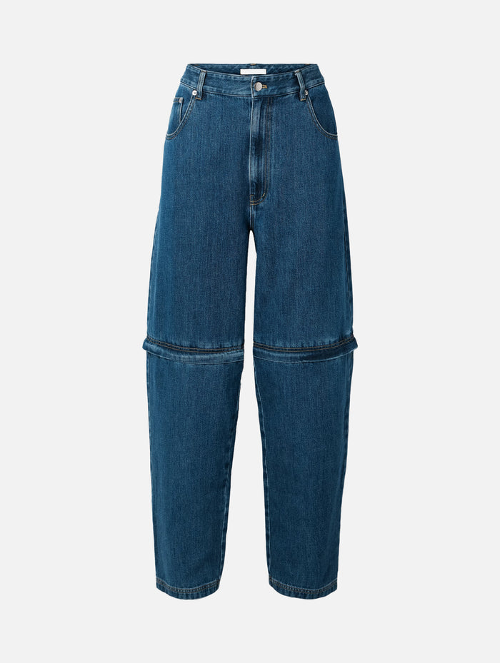 Lars Denim Short Convertible Zip Jean in Classic Blue