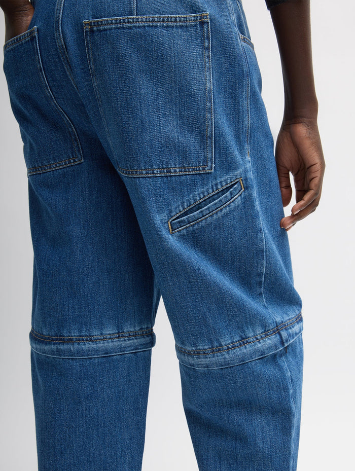 Lars Denim Short Convertible Zip Jean in Classic Blue