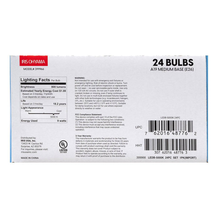 LED Light Bulbs-5000K-Bulb 24 Pack - IRIS USA, Inc.
