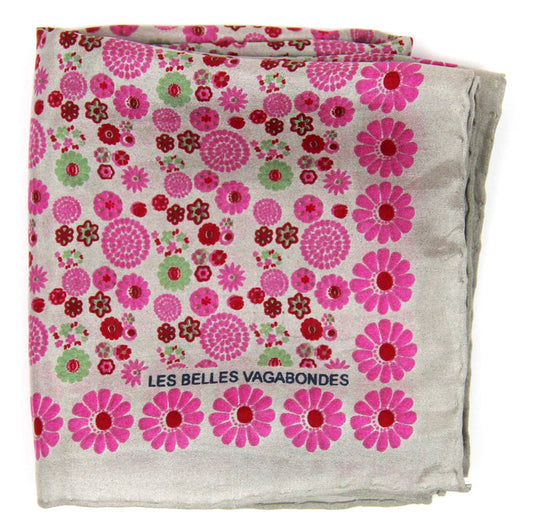 Les Belles Vagabondes Mini Hanami Fuchsia Silk Scarf - Precious Sparkle