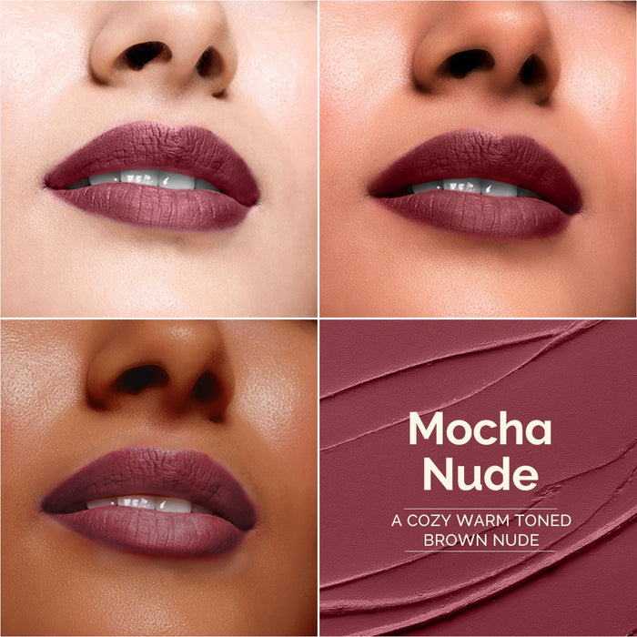 Luxe Matte Long Stay Lipstick with Passion Fruit Oil & Vitamin E -2g | Mocha Nude