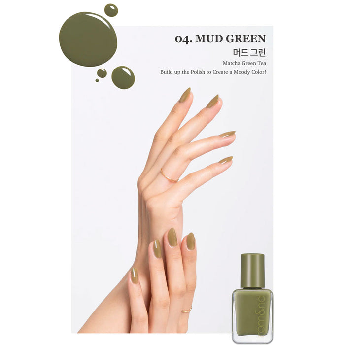 ROM&ND Mood Pebble Nail 04 MUD GREEN Nudie Glow Australia