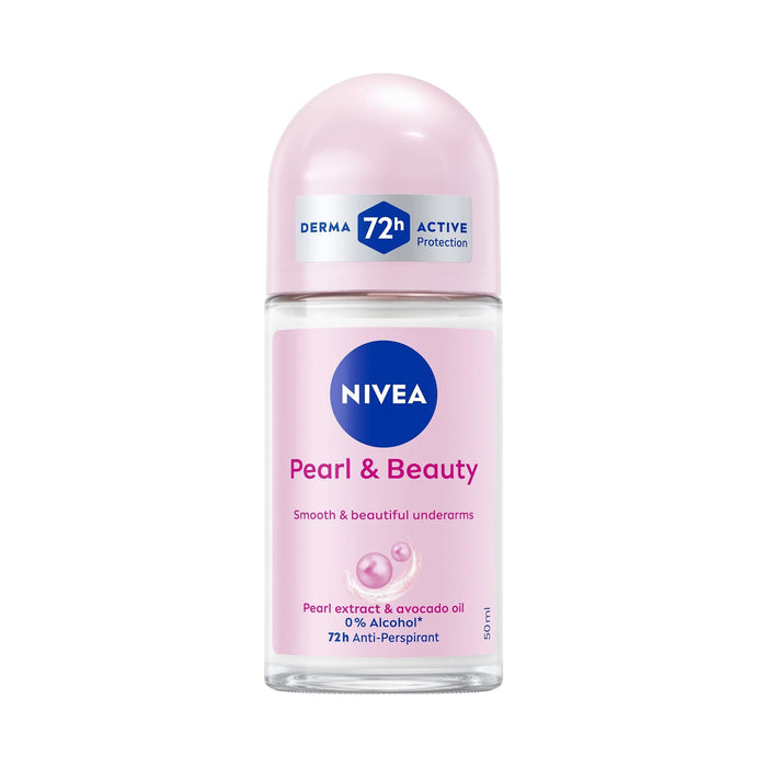 NIVEA Pearl & Beauty Antiperspirant Roll-On Deodorant for Women, 50ml - Makkah Pharmacy