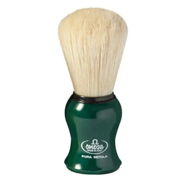 Omega boar hair shaving brush with green handle