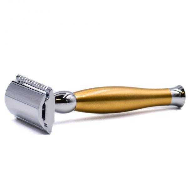Gold tone safety razor for shaving