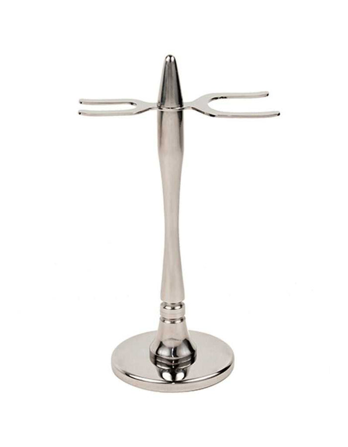 Parker - Stainless Steel Modern 2 Prong Razor and Brush Stand - New England Shaving Company