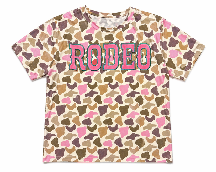 Pink Duck Camo Rodeo - Youth Embroidered SS Tee