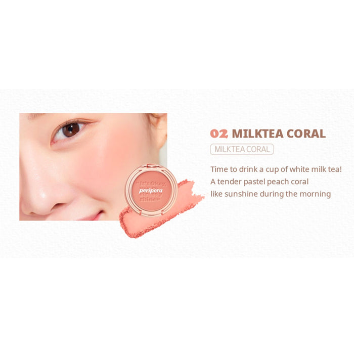 Peripera Pure Blushed Sunshine Cheek 02 MILKTEA CORAL Nudie Glow Australia