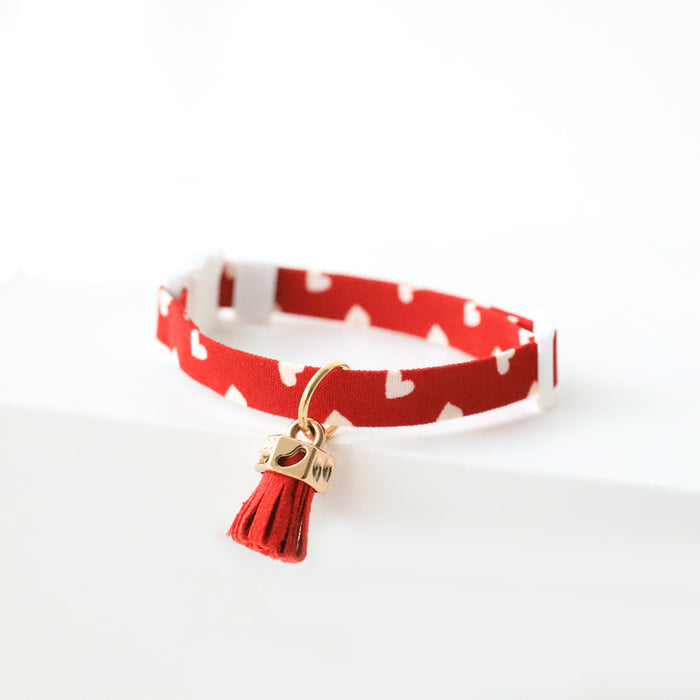 Red Cat Collar with Cute Charm: red, white collar, cute style