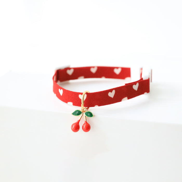 Red Cat Collar with Cute Charm: red, white collar, cute style