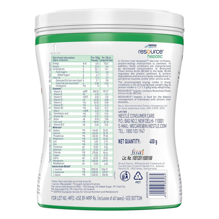 RESOURCE Hepatic For Dietary Management Rich In Protein Vanilla Flavour 400g Pet Jar